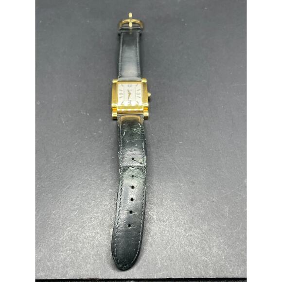 Coach Tank Watch Dress Watch W515 Gold Tone Black Leather Band 25mm - Picture 5 of 11